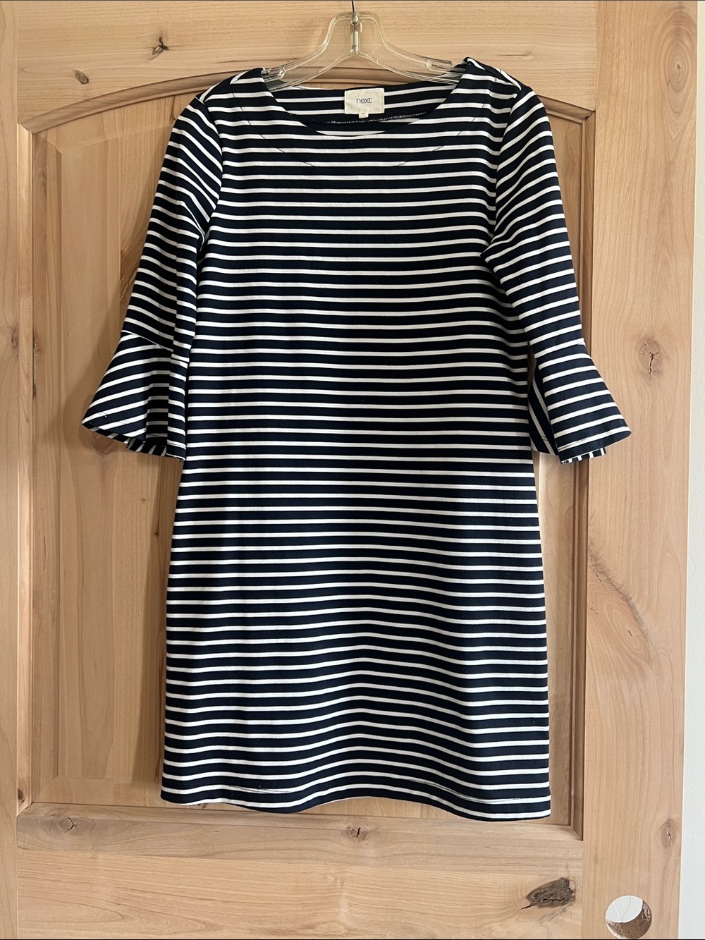 Next Blue and White Striped Bell-Sleeve Midi Dress